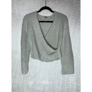 Free People Ribbed Knit Faux Wrap Sweater Top - S